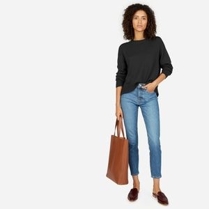 Everlane Black Cotton Long-Sleeve Crew